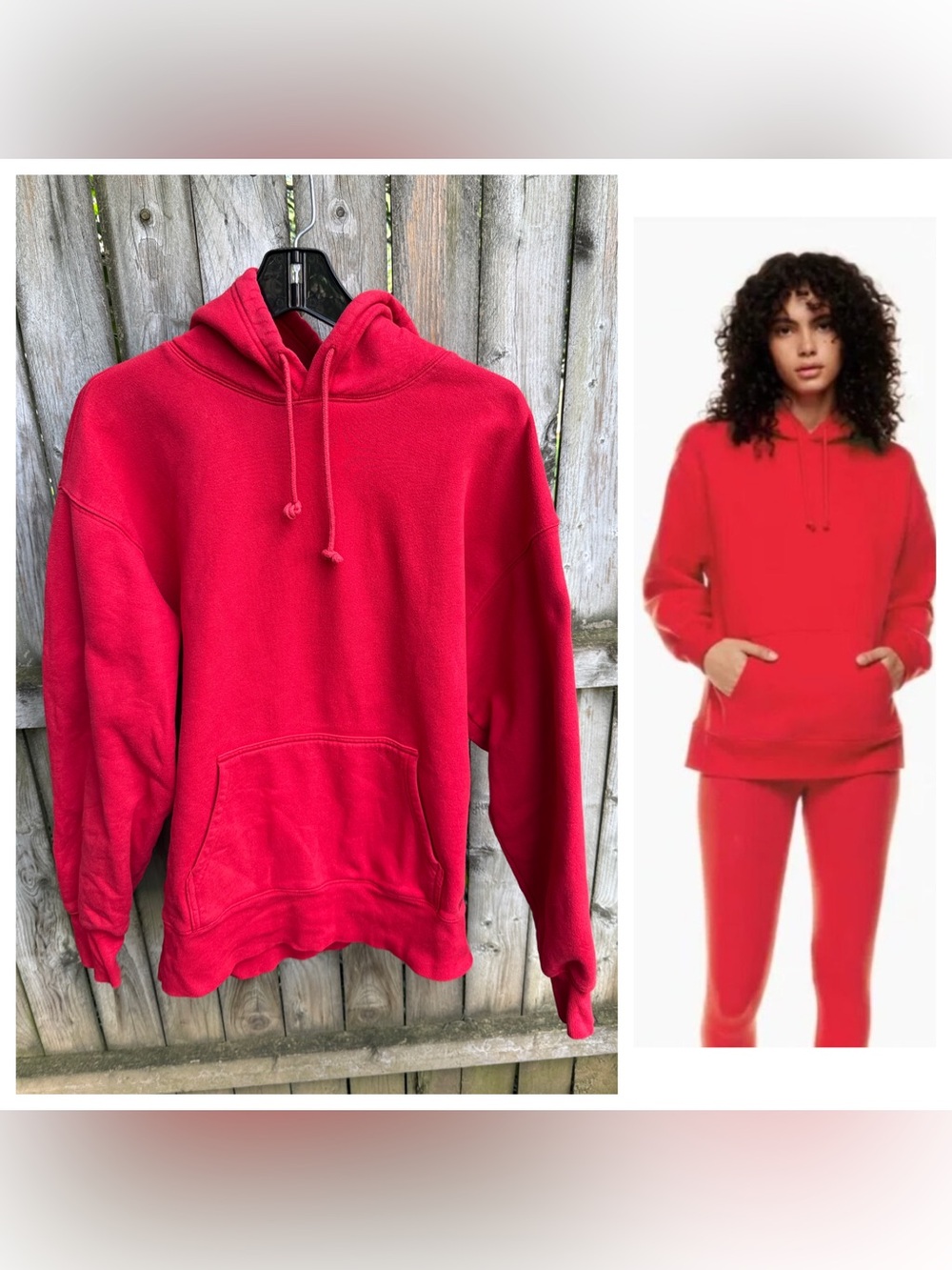 Aritzia TNA Sweatfleece Cozy Fleece Boyfriend Hoodie Flashing Red 102164 M